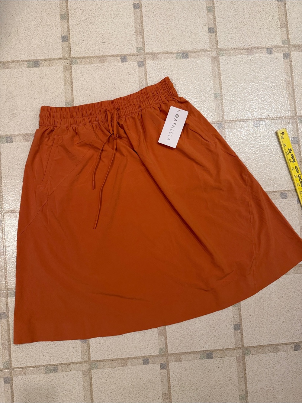 Athleta Rust Orange Drawstring A-Line Skirt, NWT, 18